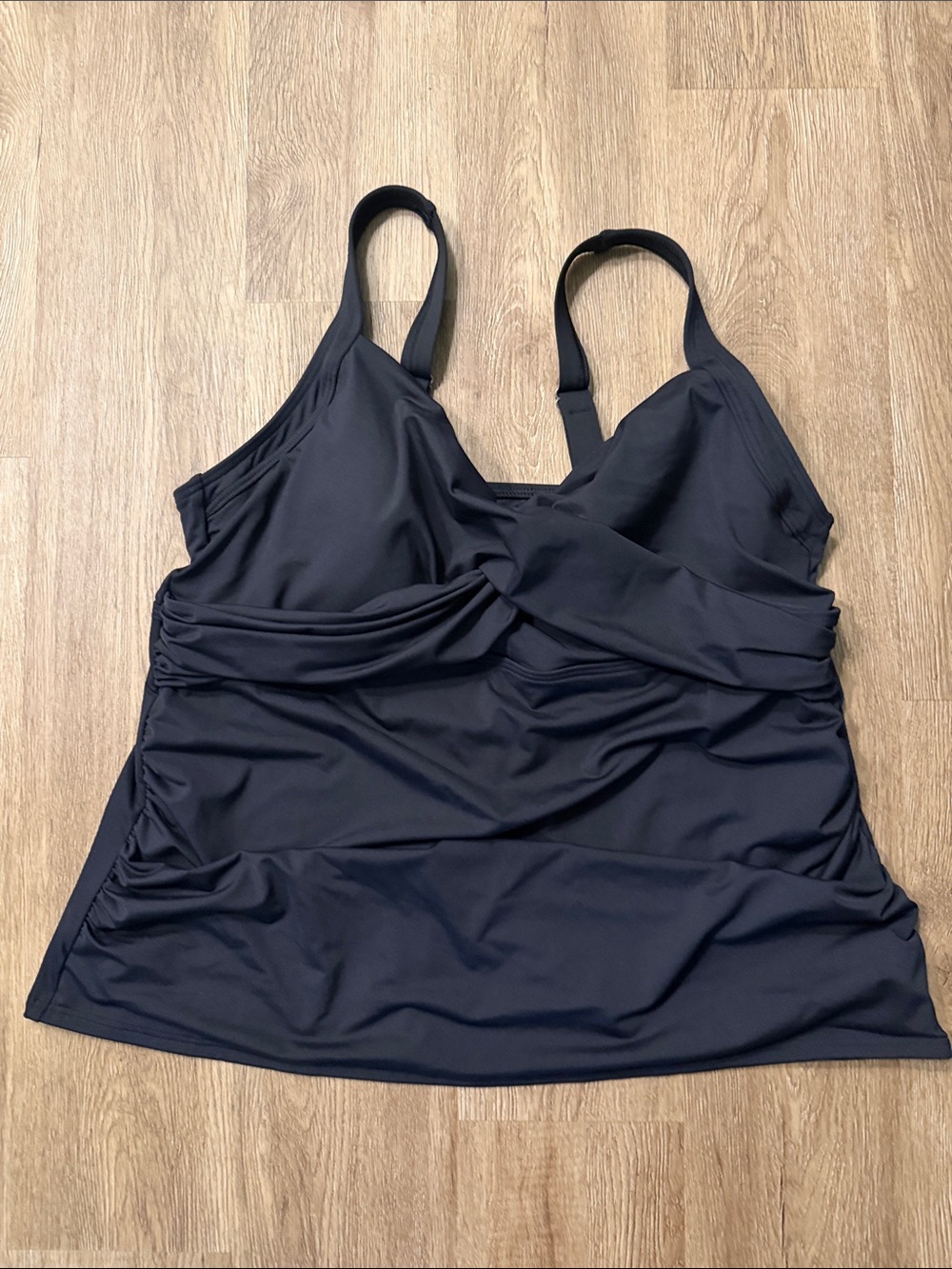 Lands' End Black Sweetheart Wrap Underwire Tankini Swim Top Women’s 18W